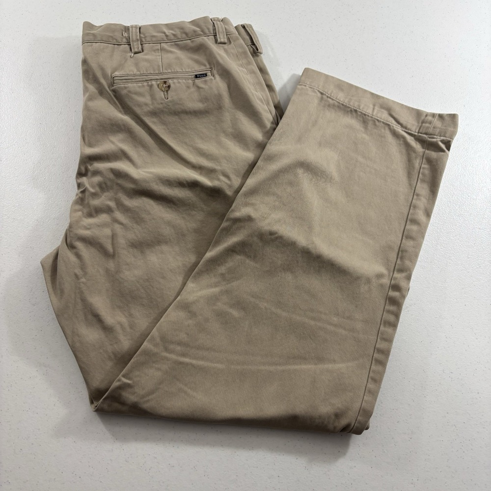 Polo Ralph Lauren Classic Fit Men's Chino Pants Beige Flat Front 36x30 Prep EUC!